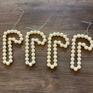 Pearl Beaded Candy Cane Ornaments set of 4